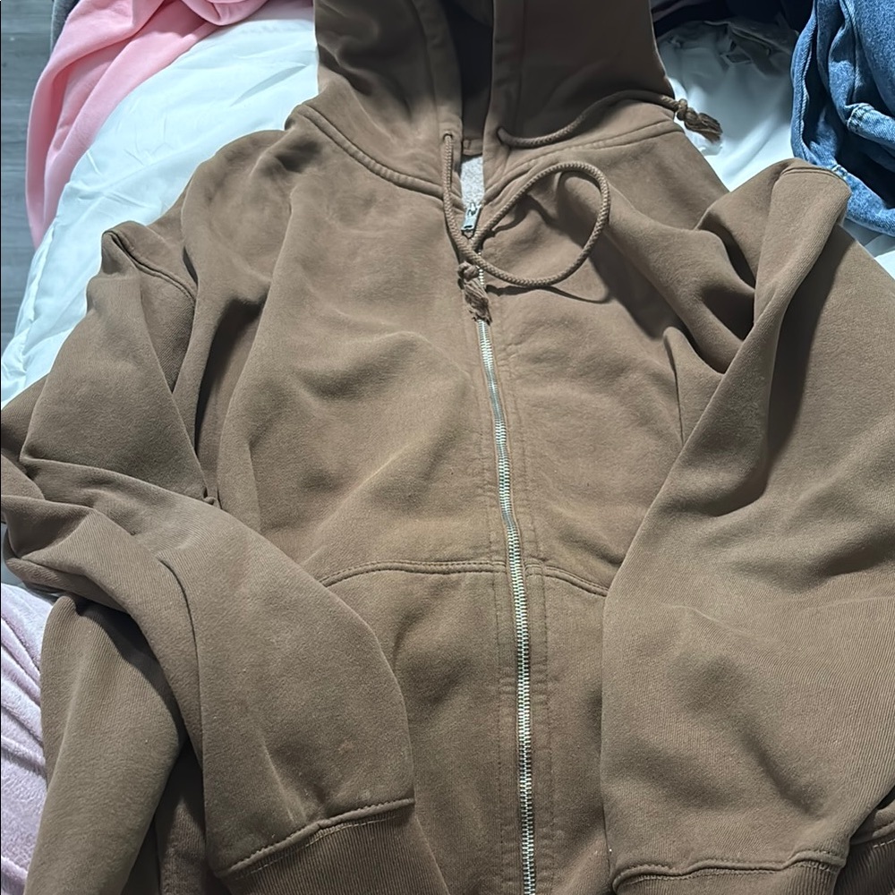 Brown Malibu California Zip-Up Hoodie